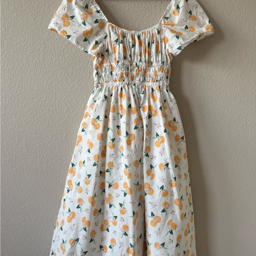 Kate Spade Orange Toss Square-Neck Midi Dress - Picture 7 of 9
